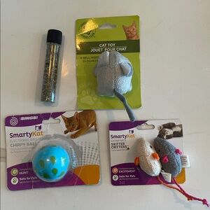 SmartyKat Cat Toy Set with Blue Ball and Gray Mice